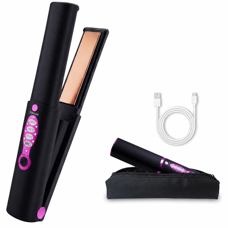 Cordless Hair Straightener black purple