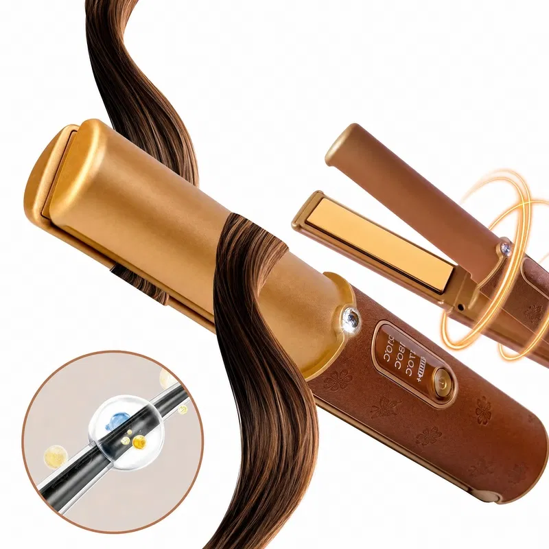 Cordless Hair Straightener Brown Leather Pattern