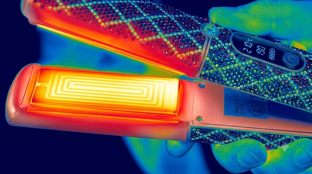 Infrared thermal imaging of hair straightener plates