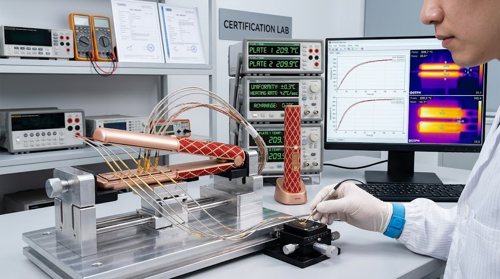 Professional laboratory testing of a hair straightener with digital sensors