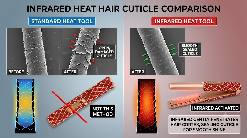 Infrared heat hair cuticle comparison