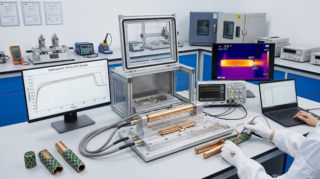 Technical testing of hair straightener heating elements
