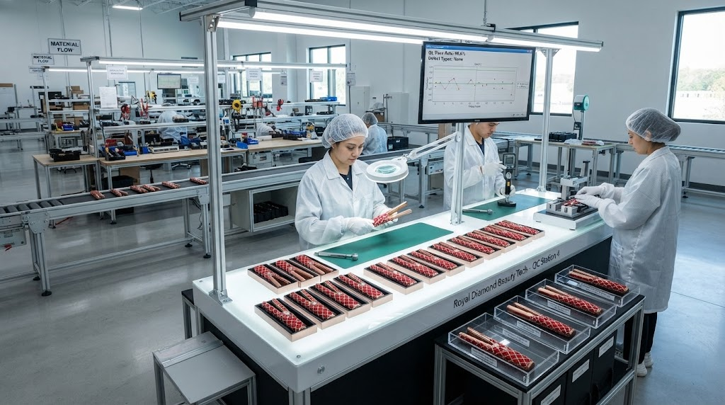 ordless hair straightener factory manufacturing line quality check
