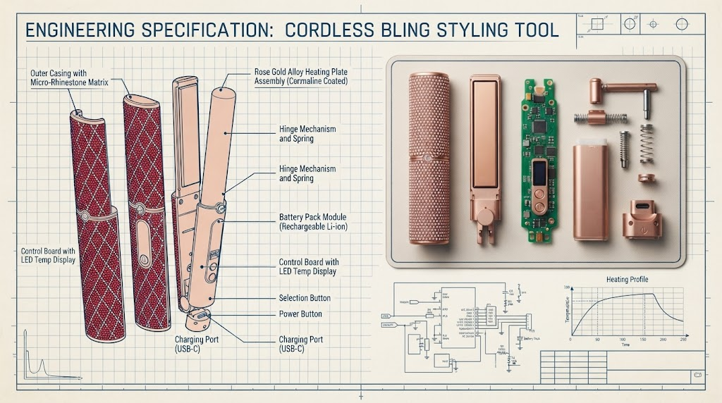 Engineering blueprint and thermal styling tool components